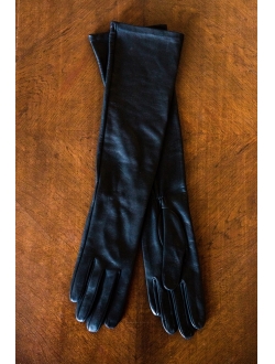 Black leather gloves